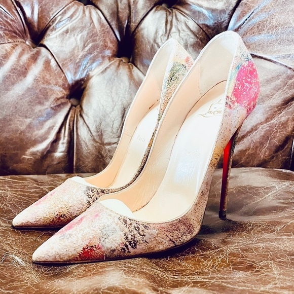 Christian Louboutin So Kate, Multicolor paint splash cork Glitter Pumps, EU 39 - Picture 9 of 10